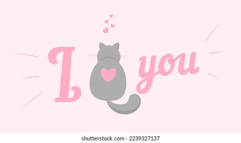 I love you text with cat