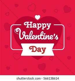 I love you text. Flyer, poster or banner with dotted line heart. Valentine's day greeting card with calligraphy design elements. Modern valentine day vector illustration with flat heart.