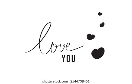 Love you text font script palabra corazón amor color negro feliz día de San Valentín 14 catorce febrero mes forma de boda Anuncio cartel tarjeta de papel patrón de aniversario amor corazón coqueteo elemento de diseño arte