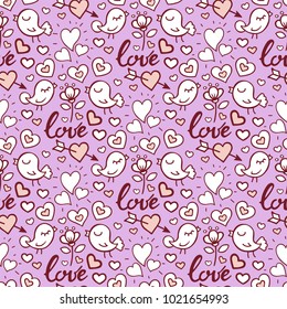 I love you text heart sharp vector seamless pattern background card beautiful celebrate bright emoticon symbol holiday abstract art decoration.