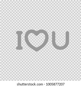 I love you text with heart symbol. Valentine message. Vector icon eps 10.