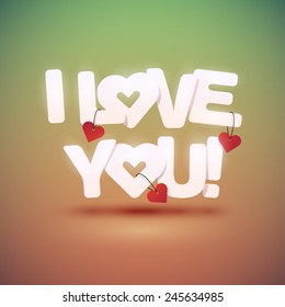 I love you text with hearts