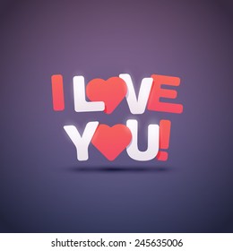 I love you text with hearts