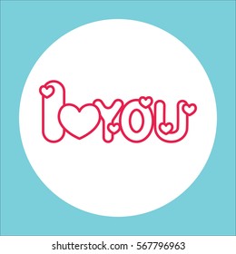 i love you text line icon