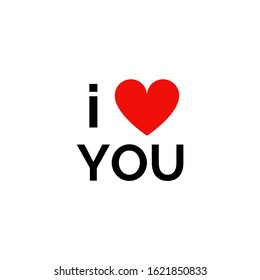 I Love You text with red heart in white background 