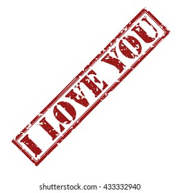 I love you text rubber stamp vector illustration. Contains original brushes