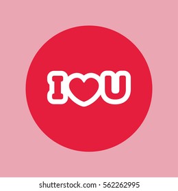 i love you text simple icon on red circle