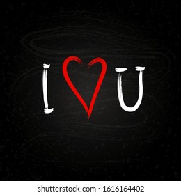 I love you text. Valentine's Day greeting card with handwritten  letters. Vector illustration for , flyers, invitation, posters, banners. EPS 10