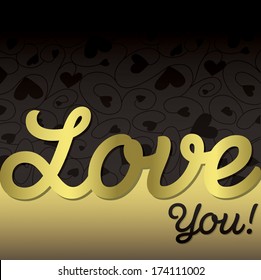 "Love You!" textured heart card in vector format!