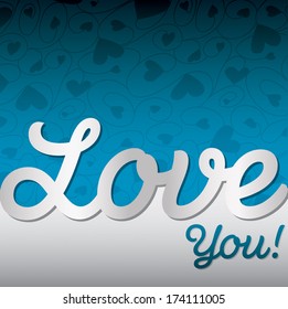 "Love You!" textured heart card in vector format!
