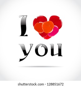 I love you theme, heart from rose petals