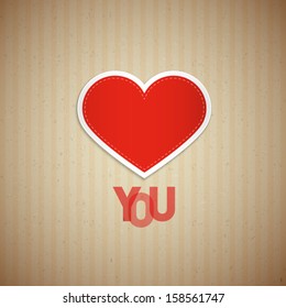 I Love You Theme, Heart and Title on Recycled Paper Background