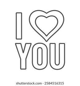 I Love You thinline icon, vector, pixel perfect, illustrator file