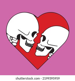 I Love You Till Death Illustration, Valentine Wallpaper, Sweet Art, Cute Love Girl, Romance Couple, Cute Character, Wedding Family, Skull In Love, Lover Artwork,  Valentine Day, Care People, 