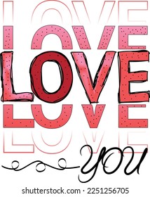 Love You Tshirt Design Illustration