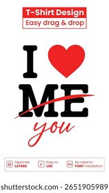 Modelo de design de camiseta do I Love You