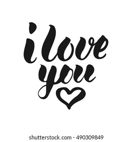 I Love You T-shirt print. Cute badge. Hand lettering and calligraphy for designs: t-shirts, baner, poster, greeting cards. Vector brush typography illustration