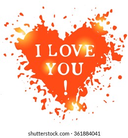 I love you! Typewriter quote on red heart.