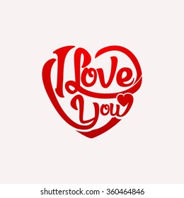 I Love You- Typographical heart shaped design.