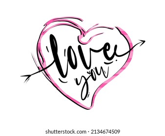 love you typography with love heart for t shirt design and more 