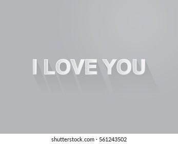 I love you typography paper art and craft style on gray background
