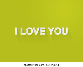 I love you typography paper art and craft style on green background