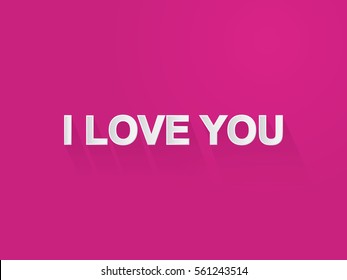 I love you typography paper art and craft style on pink background