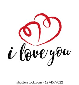 I love you typography vector. One line hearts