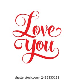 I Love You typography with white background