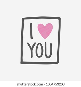 I Love You. Unique Hand Drawn Design. Vector
