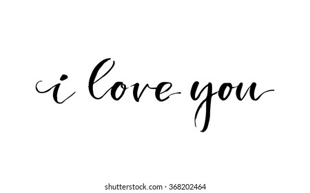 I Love you - unique handdrawn lettering. Romantic card design. Valentine card or save the date design element. Calligraphic quote.