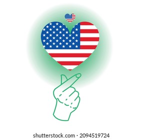 Te amo a los Estados Unidos. Cree la bandera de EE.UU. con forma de corazón.