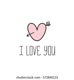 I love you. Valentine day card. Handmade lettering for your designs dress, poster, card, t-shirt