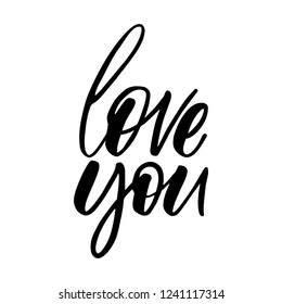 Love you - valentine lettering quote.