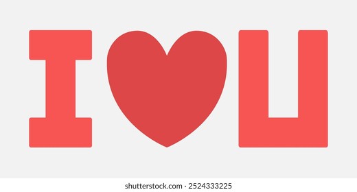 TE QUIERO. Icono de corazón rojo de San Valentín. Símbolo de signo de amor. Feliz día de San Valentín. Forma simple. Tarjeta de felicitación, Plantilla de Anuncio. Lindo objeto gráfico. Diseño plano. El fondo blanco. Aislado. Vector