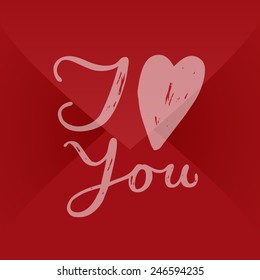 I love you valentine text lettering handwritten envelope