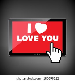 I love you valentine web, modern concept. High-quality tablet screen.