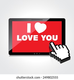 I love you valentine web, modern concept. High-quality tablet screen.