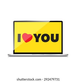 I love you valentine web, modern concept. High-quality laptop screen.