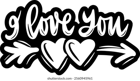 i love you valentines day black vector graphic design and cut file