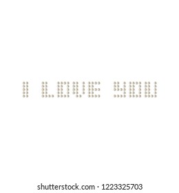 I love you. Valentine's day declaration of love concept design template. I love you phrase white pearl sticker. Vector illustration