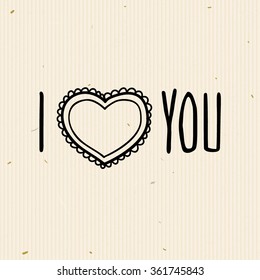 I Love You. Valentines Day Greeting Card in doodle style