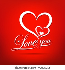 Love You Valentine's Day Greeting card, vector illustration