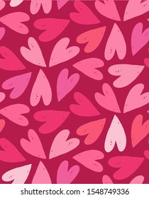 Love you - Valentines Day - Heart background Pattern art. Hand drawn doodle love postcard
