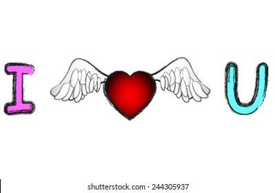 i love you Valentines Day Heart vector illustration