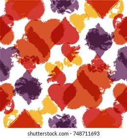 I Love You . Valentines Day Invitation Card Design  .Seamless Pattern with grunge hearts . vector Endless texture