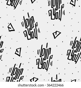 I love you valentine's day lettering pattern.  Can be used as postcards, stigma, gift wrapping paper