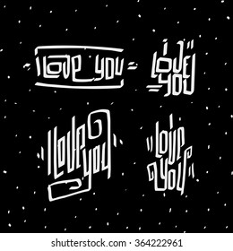I love you valentine's day lettering.  Can be used as postcards, stigma, pattern