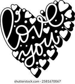 love you valentines day quote black vector graphic design and cut file