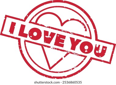 I Love You Valentine's Day Stamp Vector Illustration